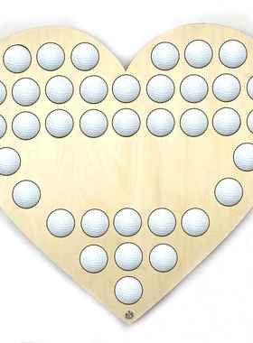 工厂新款大爱心高尔夫球架几何装饰品松木高尔夫球展示架桃心木牌