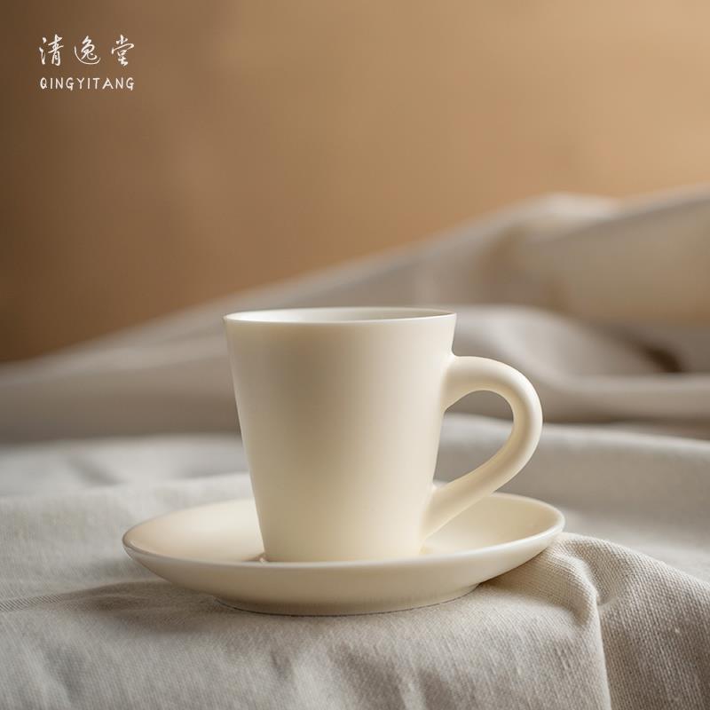 清逸堂丨奶茶色简约陶瓷意式浓缩咖啡杯手工ins风品鉴小杯子100ml