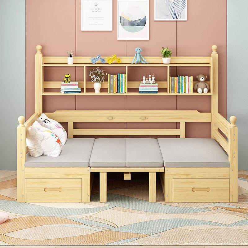 简约现代儿童带书桌储物实木沙发床客厅小户型可折叠跨境