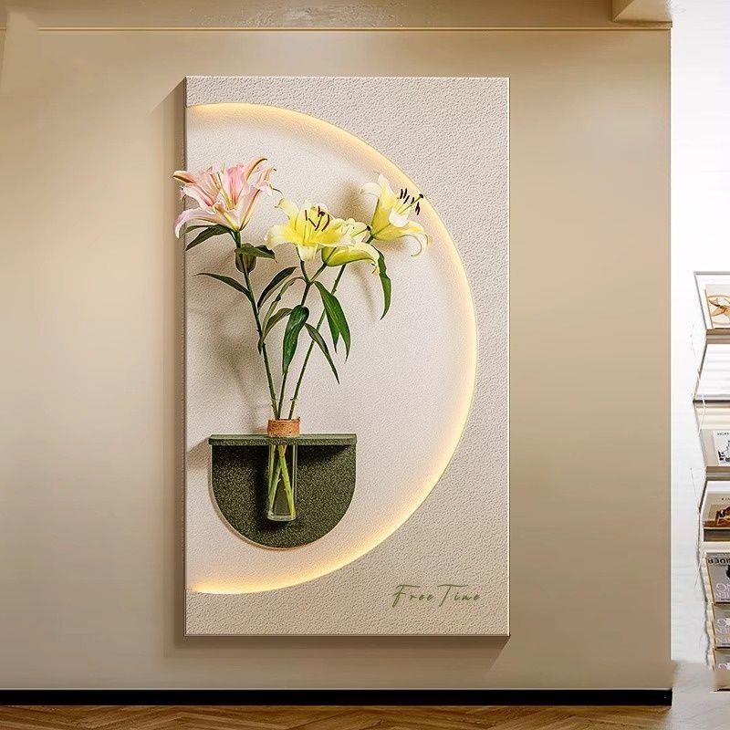 奶油风客厅饰围画水装培挂绿植画cd653734创意氛灯光画入户