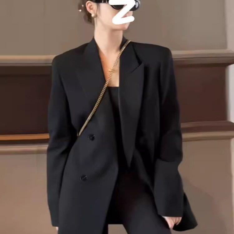SOLAR/韩版黑色小西装外套女小个子2026春秋新款韩系宽松休闲西服