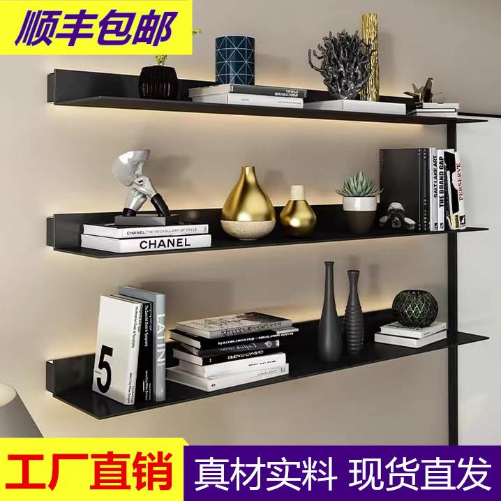 铝合金发光层板金属隔板壁挂层架装饰创意L隔板LED墙上书架置物架