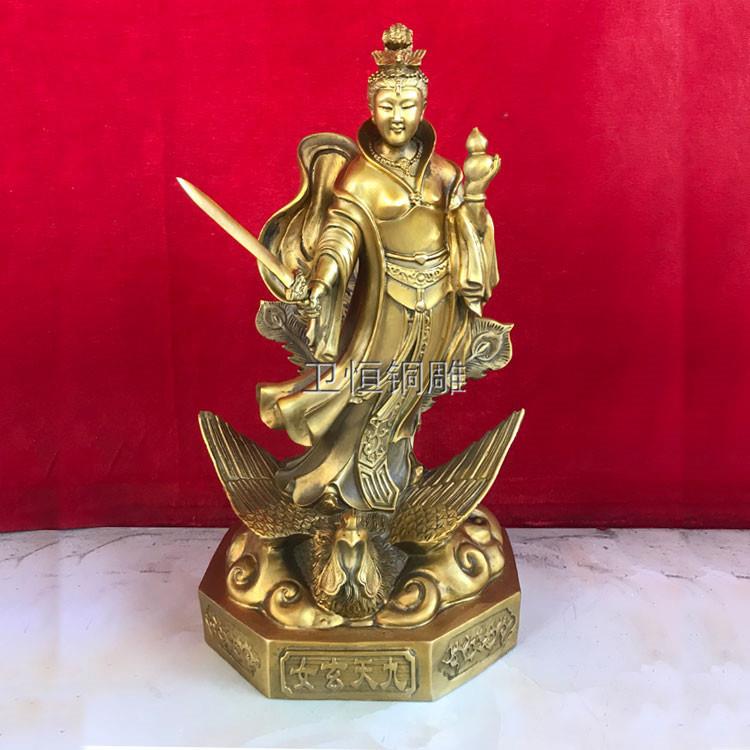 纯铜九天玄女雕塑九天圣母神像兵法女神玄天圣母踏凤上天仙女摆件