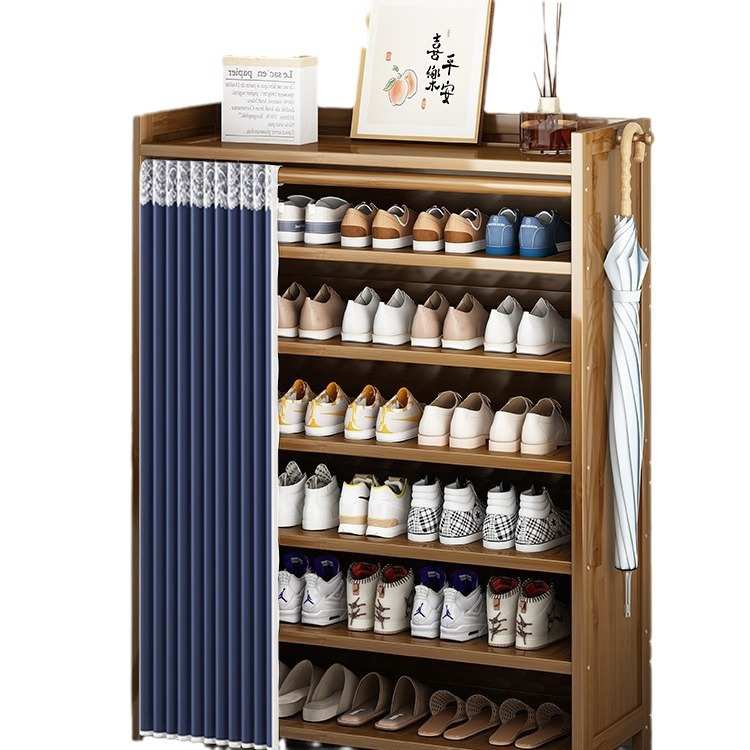 门口简易鞋架子宿舍防尘布帘鞋柜收纳置物架经济型家用室内柜子
