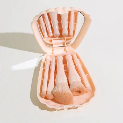 5Pcs Shell Makeup Brushes Set with Mirror Makeup Powder Brus
