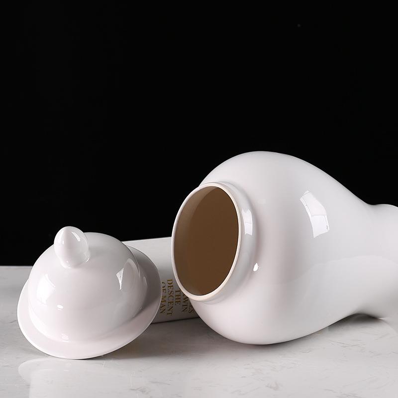 景德镇陶瓷花瓶插花白色玄关瓷器艺术摆件大将军罐陶摆设厂家