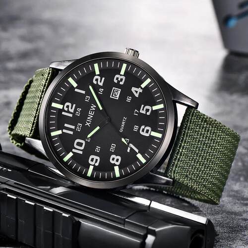 Men‘s Nylon Strap Military Watch High Quality Luminous Quar