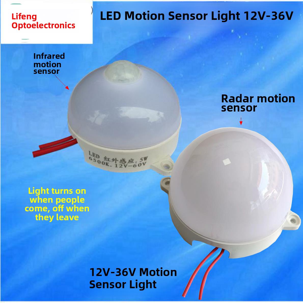 人体感应点光源过道LED吸顶灯智能红外线自动雷达楼道12V24V36V