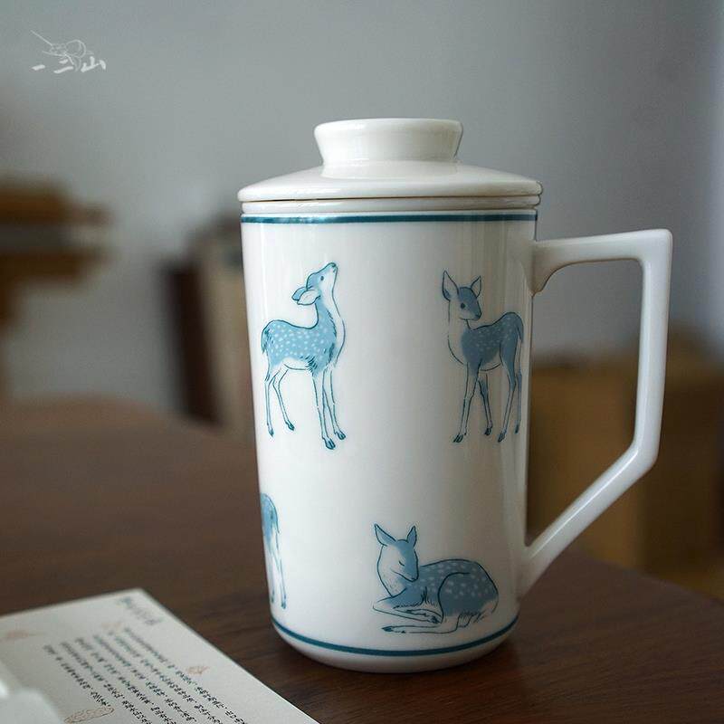 皇小小 小鹿杯小兔杯 陶瓷水杯便携茶杯 办公室家用马克杯茶具