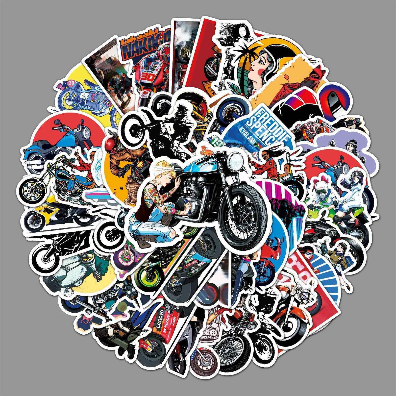 50张卡通个性机车时尚DIY装饰手账行李箱滑板车汽车冰箱手机贴纸