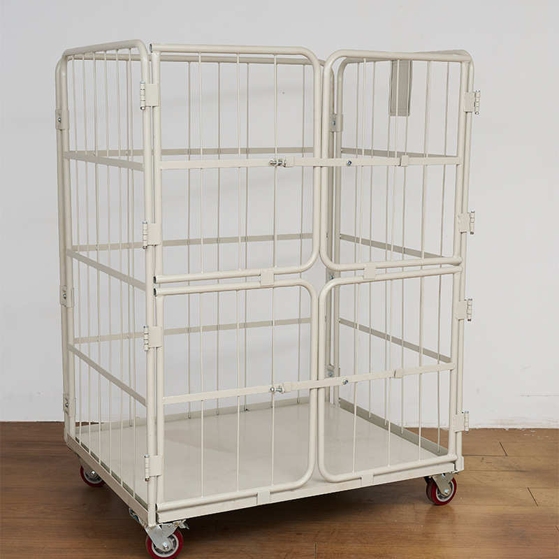 定制多层式物流台车医院仓库工厂可移动存货车中板网格金属笼车