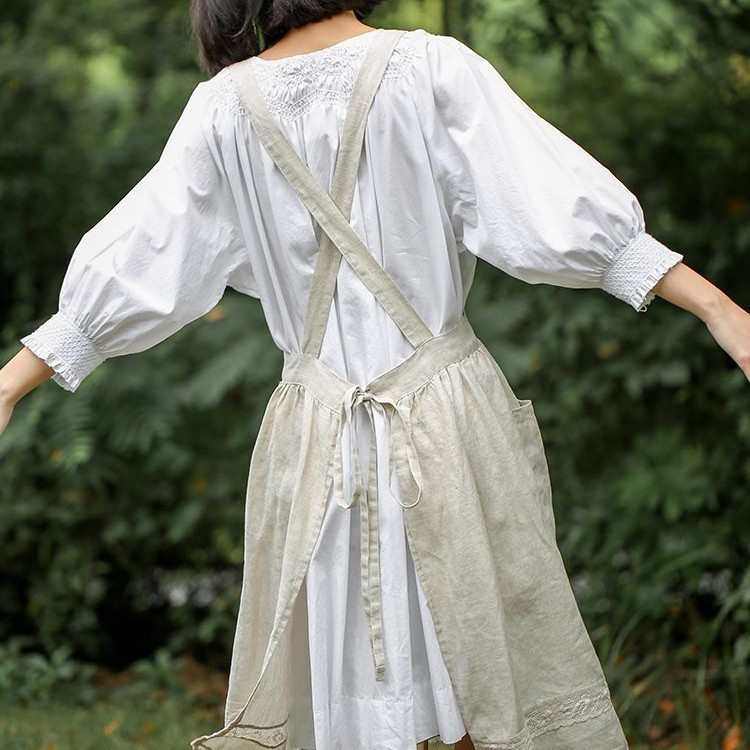 新款棉麻系带交叉背带韩版ins复古法式蕾丝花边花店咖啡店围裙,家庭/个人清洁工具,围裙套装,淘宝优惠券,粉丝福利购,淘宝优惠卷