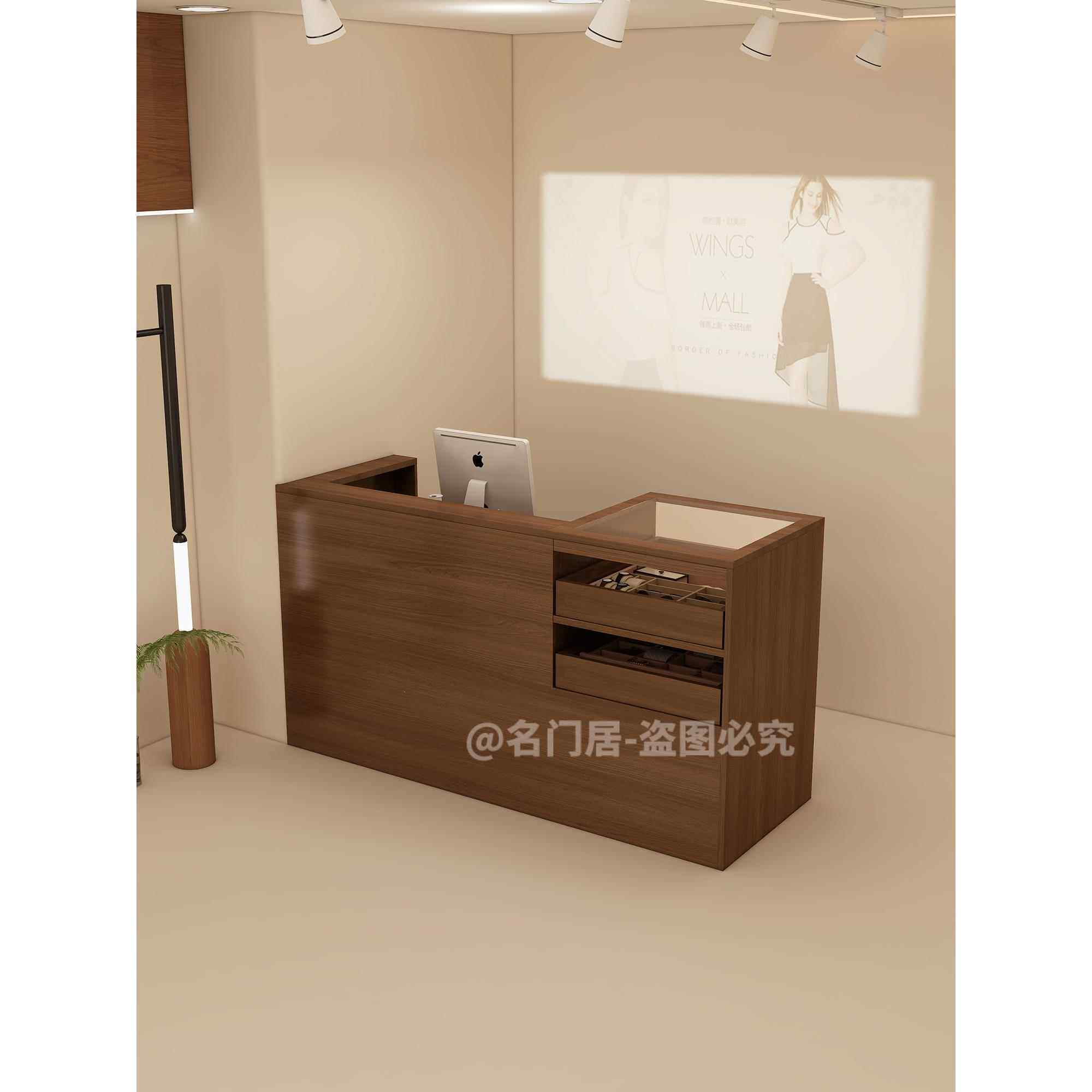 中古风收银台童装吧台店铺商场服装女装店美容院理发柜台公司前台