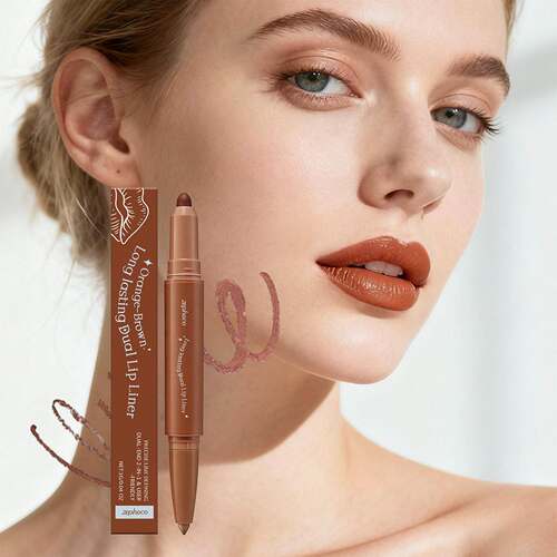 Zephoco Tangerine Brown Moisturizing Dual-Ended Lip Pencil -