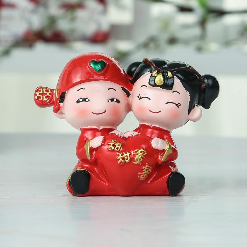 婚婚庆娃娃新婚新结脂工艺品礼物中式树礼品婚房创意家居装饰f001