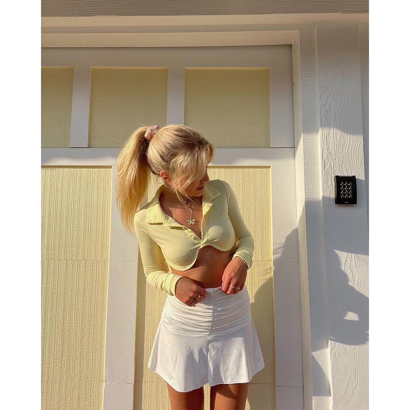 Shirt collar steel ring V-neck long sleeve slim bottom