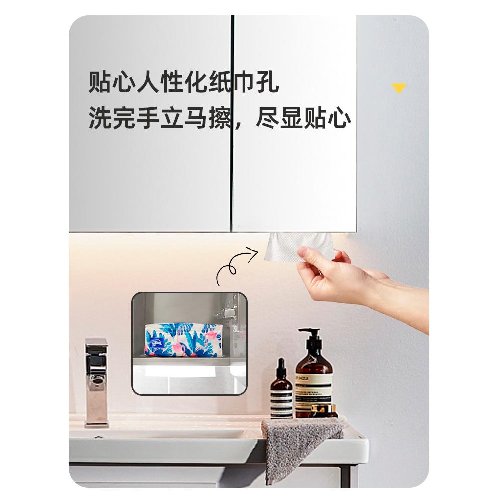 镜柜挂墙式智能浴室不锈钢带led灯美妆收纳板镜面箱抽纸