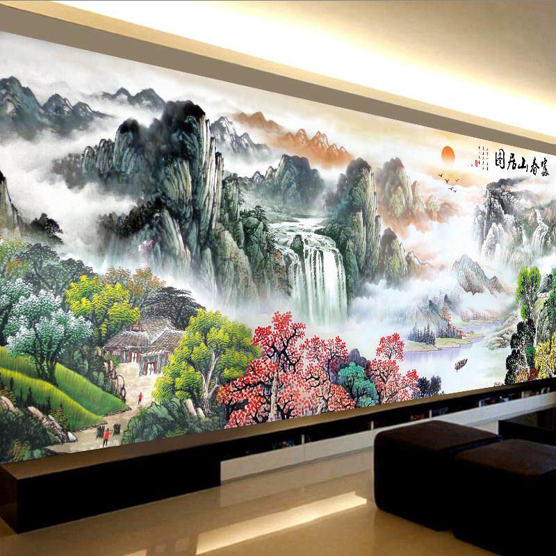 DMC KS十字绣富春山居图大格四股满绣新款客厅大幅风景山水画2米5