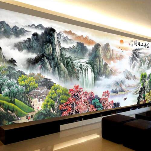 DMC KS十字绣富春山居图大格四股满绣新款客厅大幅风景山水画2米5