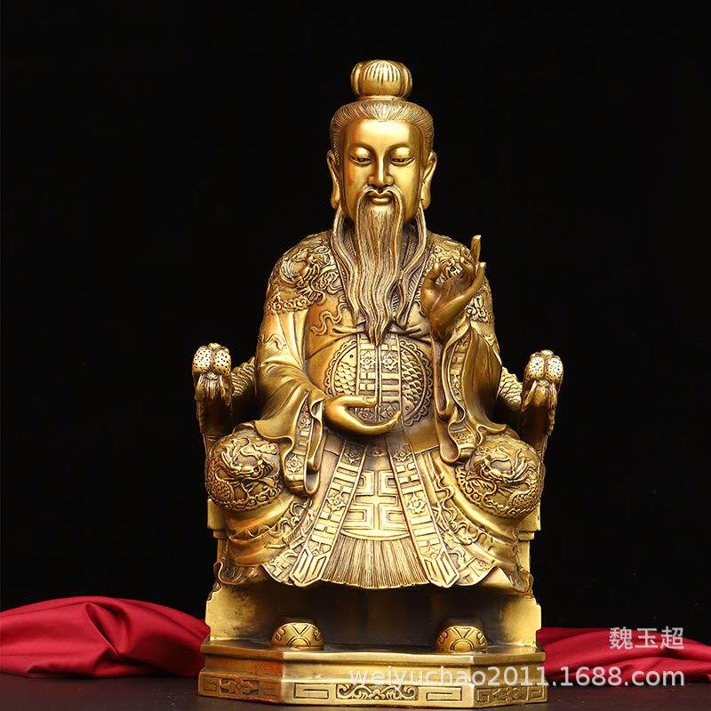 纯铜三清道祖摆件太上老君灵宝天尊元始天尊客厅家居工艺品