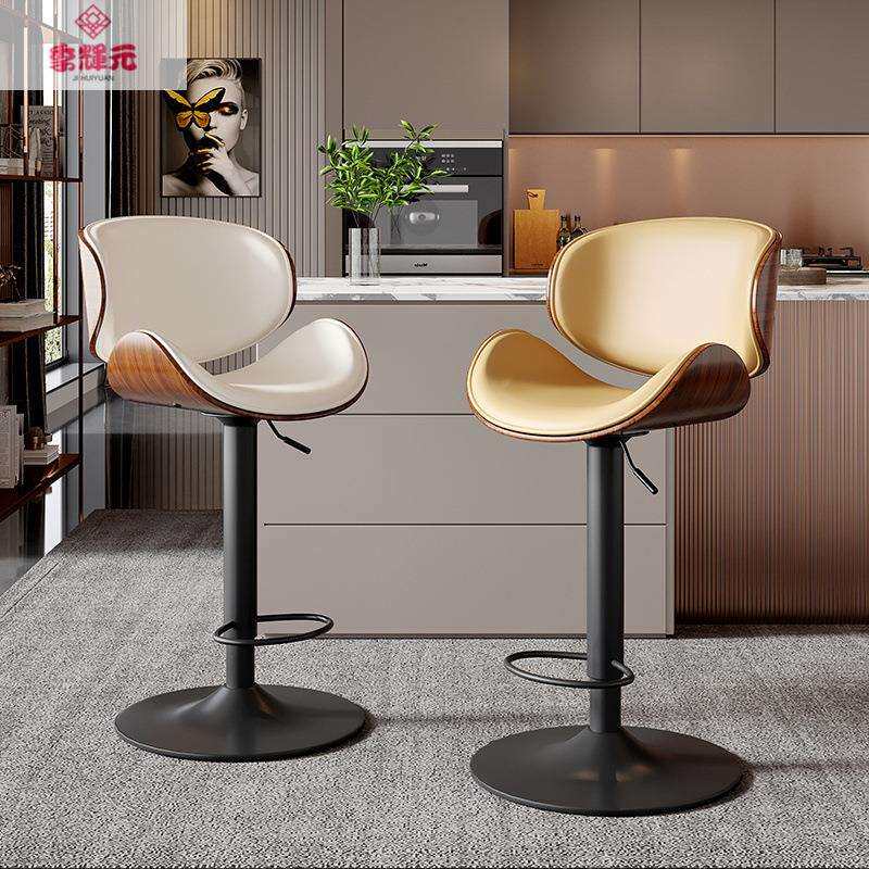 轻奢吧台椅升降旋转现代简约靠背吧凳家用前台酒吧椅子时尚高脚凳