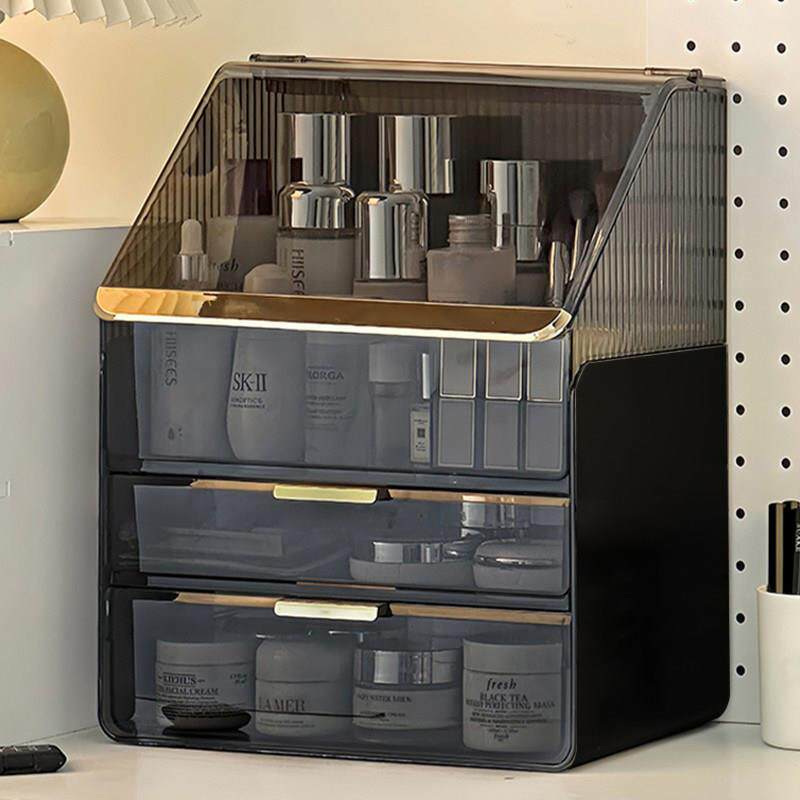 化妆品收纳盒桌面高级感护肤品置物架化妆台防尘口红香水整理箱柜