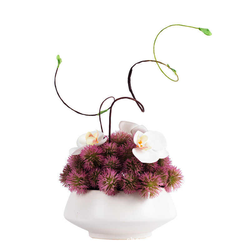 简约新中式禅意桌面花艺小摆件样板房售楼处餐边桌仿真花软装饰品