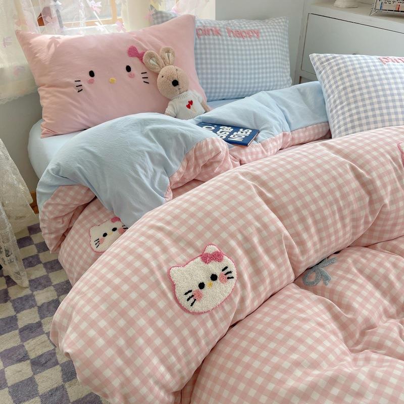 可爱hellokitty床上四件套水洗棉被套床单学生宿舍三件套0.9床