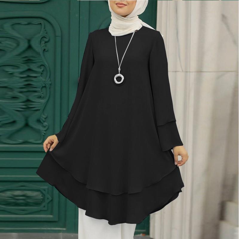 Solid Layer Top Shirt Neck Elegant Party Round Two Color
