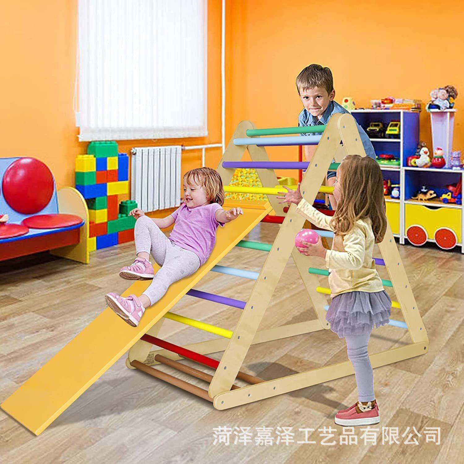 创意儿童木质折叠三角攀爬架家用室内彩色玩具架早教宝宝爬梯
