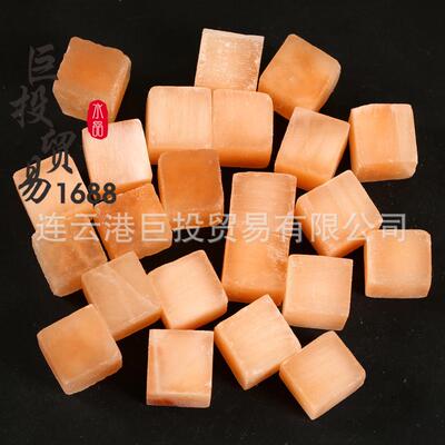 Gypsum天然橙石膏方块摆件跨境品原石切方糖形橙方解石装饰背景石