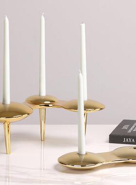 云朵烛TLO台现板代简约欧式轻售奢电镀金样属餐桌摆件房楼处软装