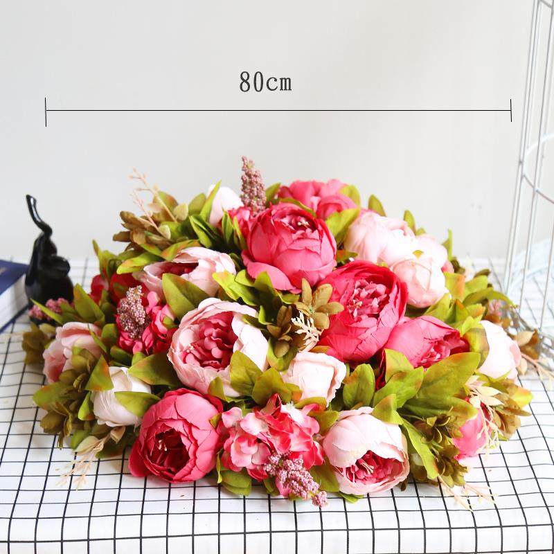 新款秋议牡丹真圆桌花大圆桌椭仿圆形台花会桌花店餐桌转盘客酒厅