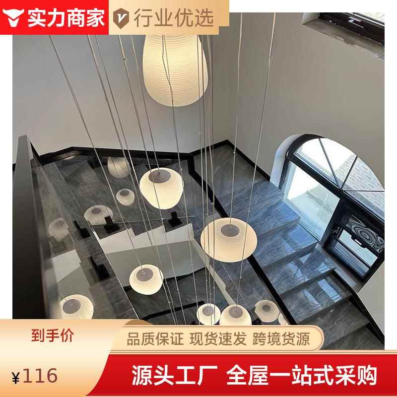 意大利别墅挑高loft复式餐厅吧台公寓中空挑高客厅楼梯吊灯长吊灯