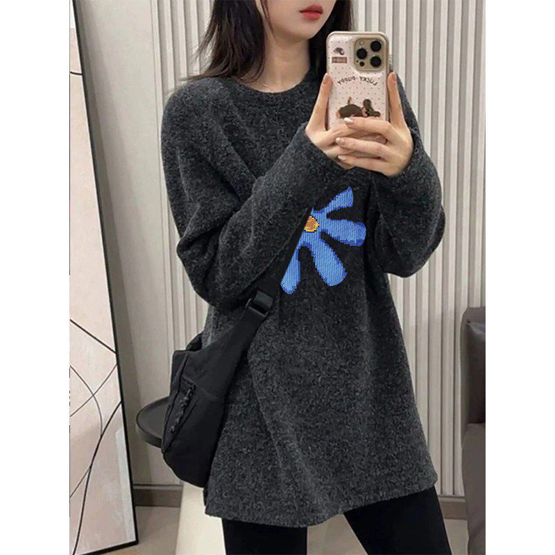 韩国搭配鲨鱼裤中长款德绒磨毛长袖t恤女深灰色打底衫上衣秋冬季
