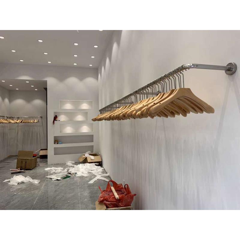 不锈钢服装店上墙展示架简约女装店货架衣服架子壁挂式童装挂衣杆