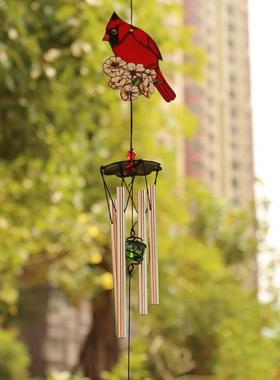 红鸟金属风铃-鲜红色风铃创意风铃纪念礼品室内室外花园装饰,