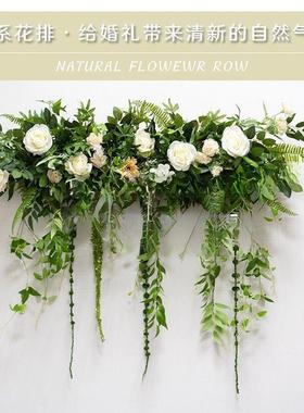 新款森系仿真藤蔓蓝色挂花仿真花挂墙墙面十里红妆婚庆用品头花