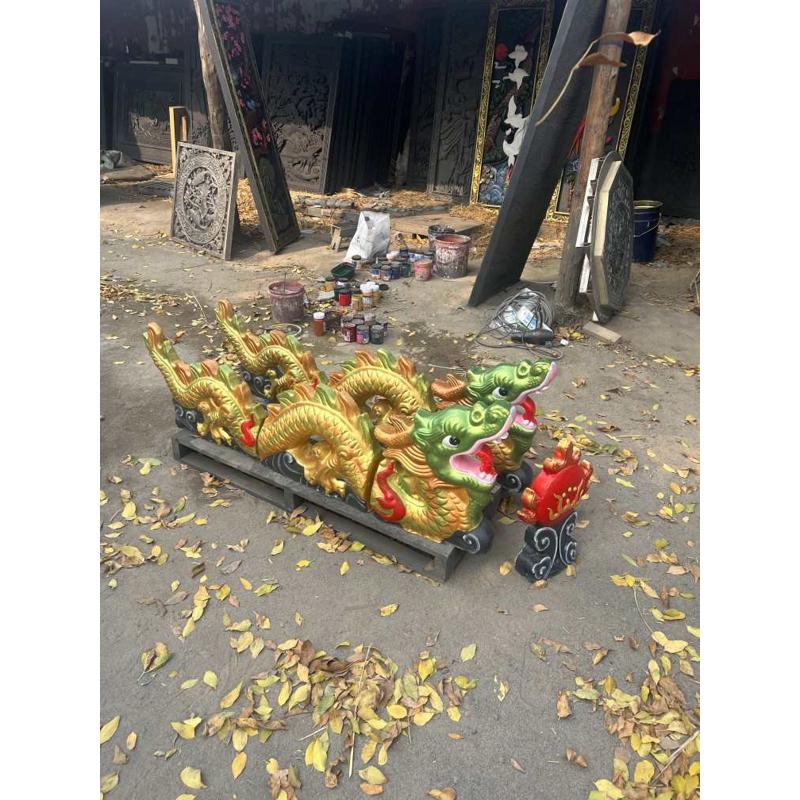 仿古古建配件陶瓷龙跑兽二龙戏珠青瓦龙琉璃瓦龙双龙戏珠屋顶脊瓦