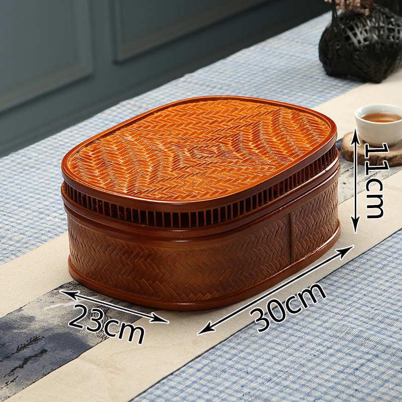 包装盒漆器礼品盒竹编食盒复古大漆整理茶具带盖收纳收纳盒筐日式
