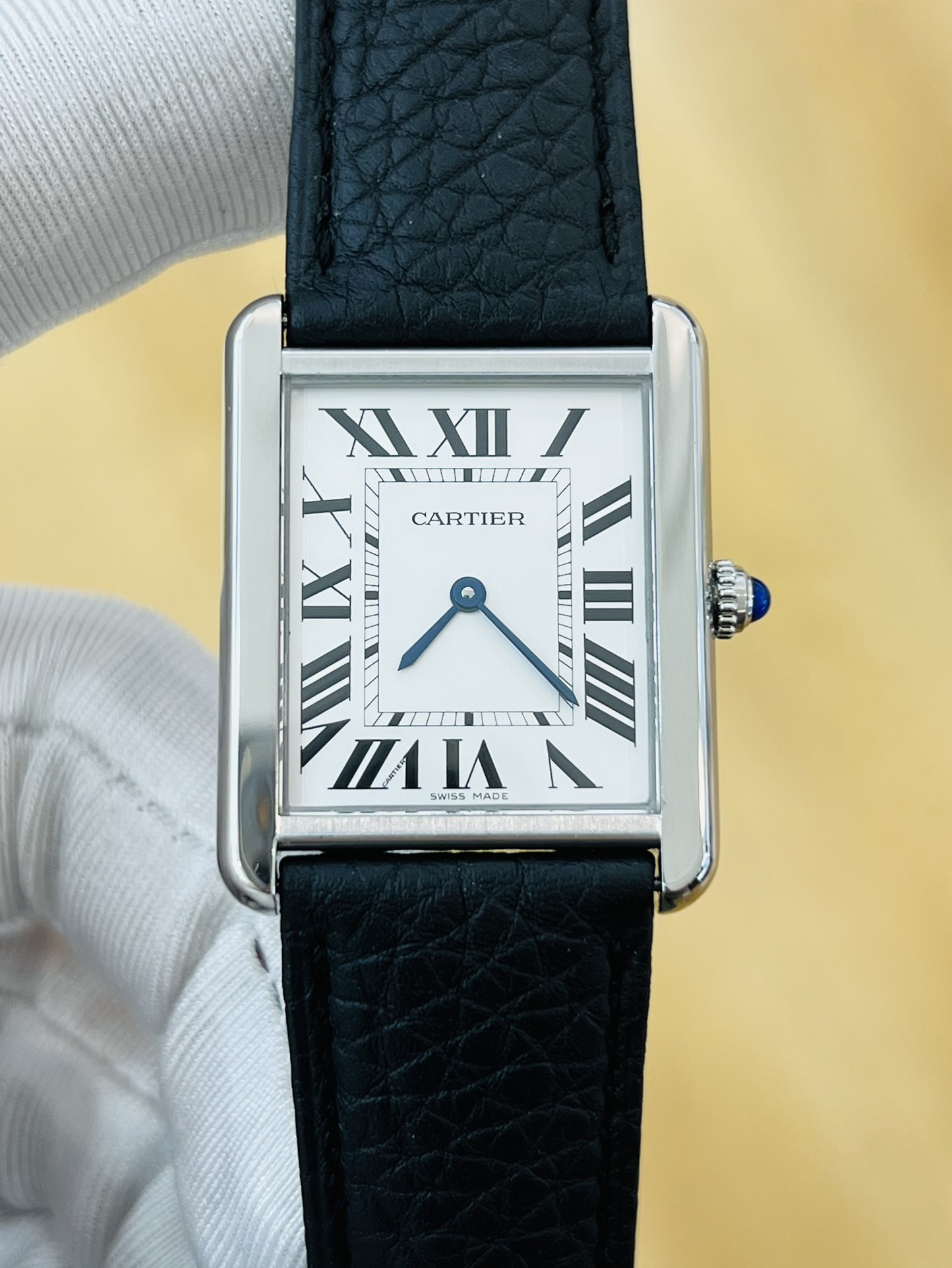 [9.8新]卡地亚大号坦克手表女精钢石英女士腕表WSTA0028