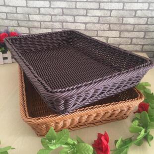 彷藤编织水果篮子面 面包篮超市零食筐收纳篮塑料展示筐水果盘收