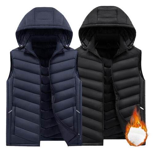 T 61308 Oversized Hooded Vest Men's Winter Cotton 韩版连帽马