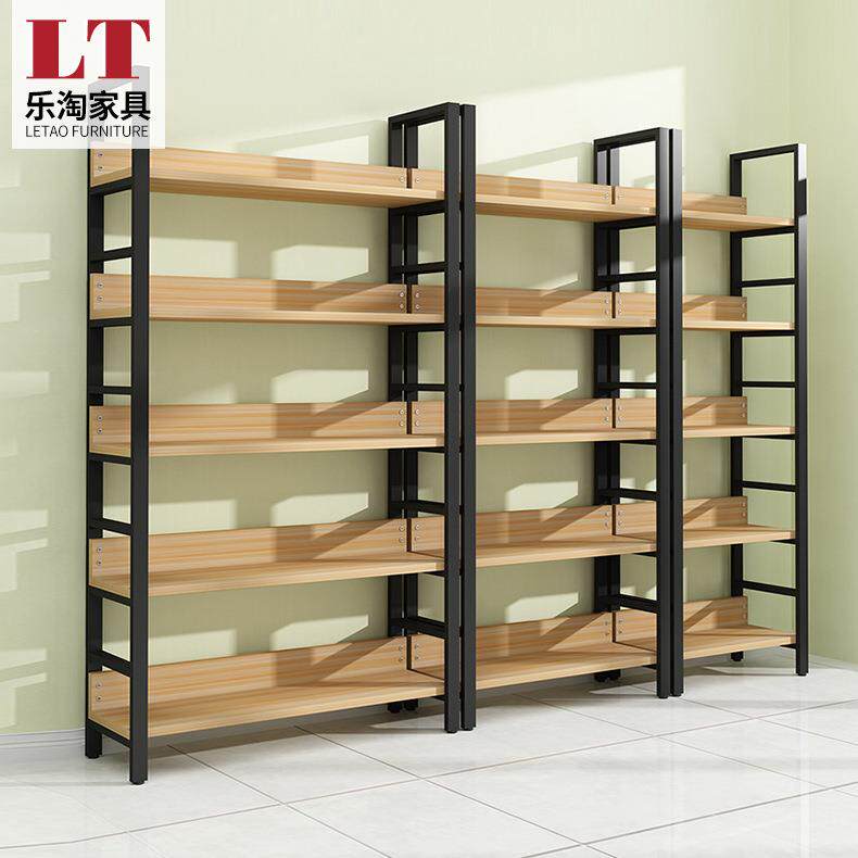 钢木书架超市货架展示架简易样品化妆品置物架商品陈列架简易