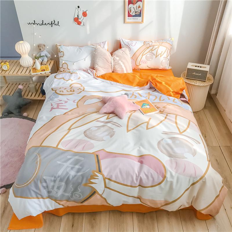 正品设通计师合上作款樱桃小熊卡全棉纯棉四件套女孩床男单被套床