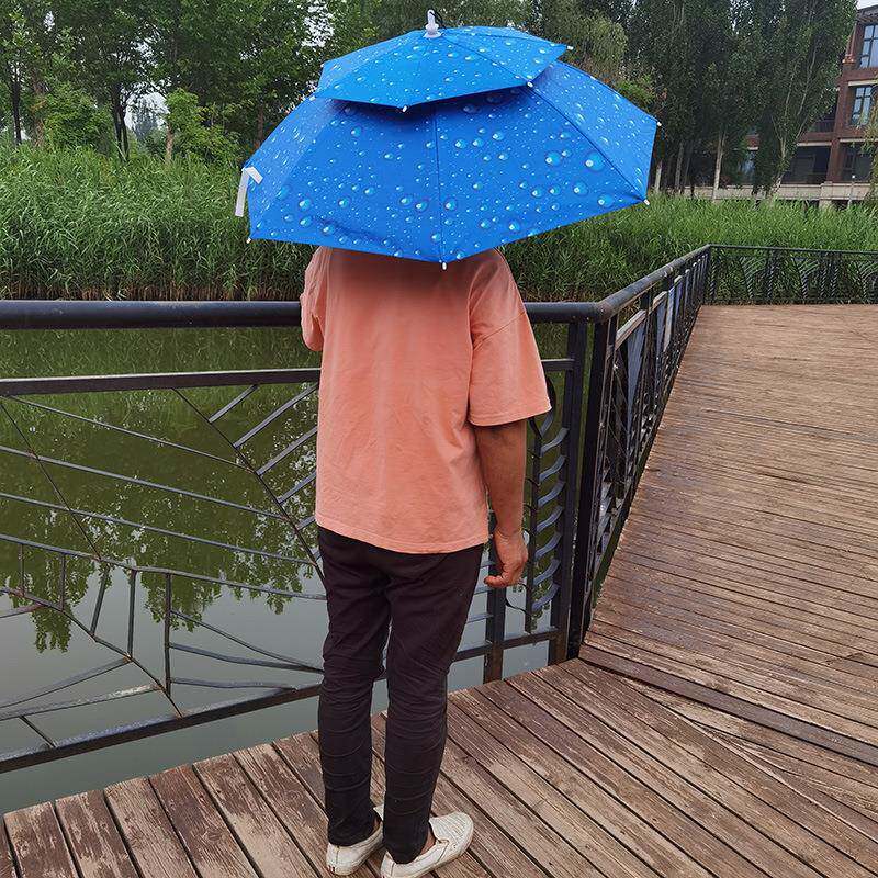 鱼具户外伞帽渔具防晒遮阳伞遮阳帽雨伞双层透气帽伞头伞防水