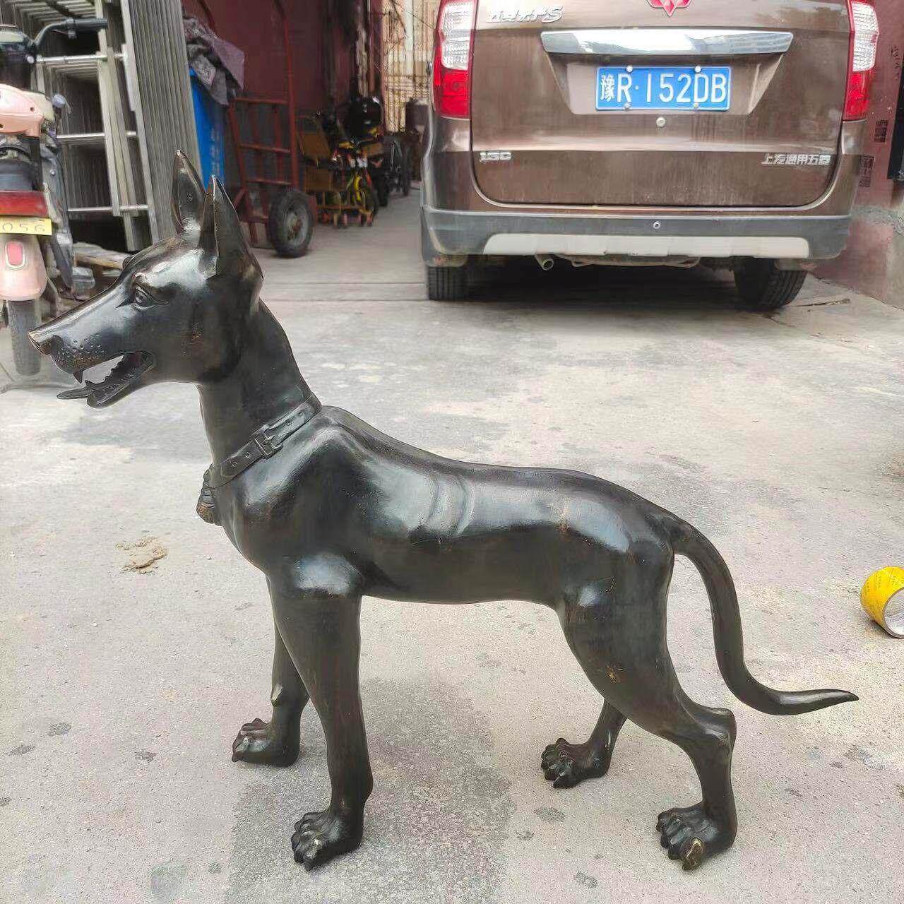 铜狗摆件纯铜哮天犬十二生肖狗旺财狗茶宠客厅办公室门口工艺摆件