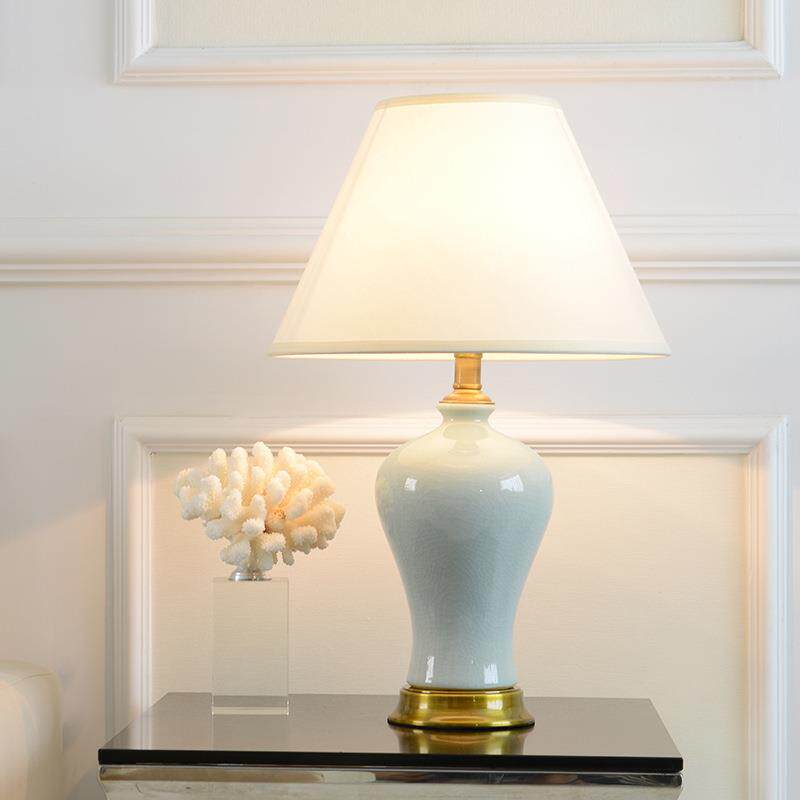 美式复古陶瓷台灯全铜中式创意家用客厅台灯温馨浪漫卧室床头灯具