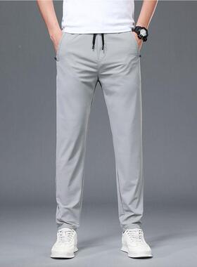 薄男XX069款冰丝休闲裤男款夏季直筒宽松搭裤弹力闲男士休裤子百