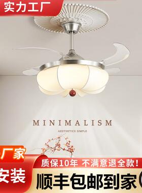 法式中古卧室风扇灯2026新款布艺主卧室房间吸顶灯餐厅吊扇灯一体